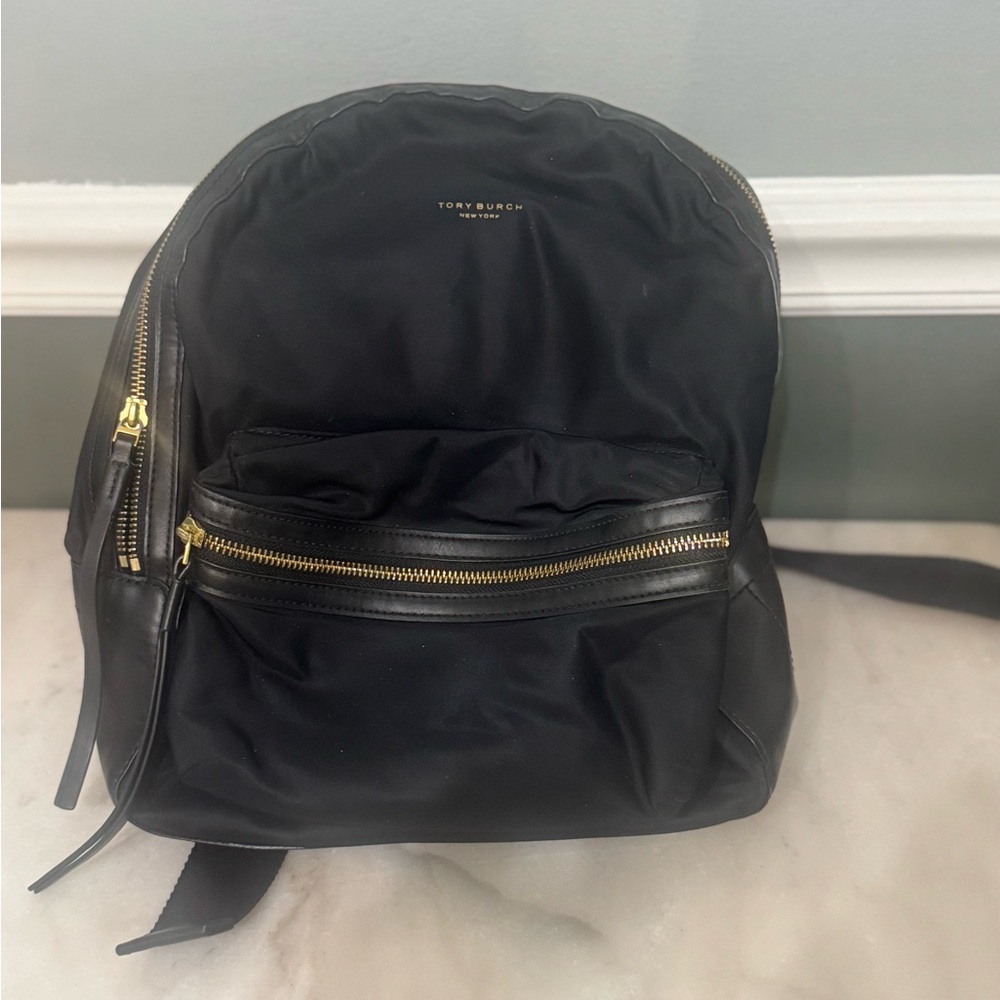 Tory Burch Black and Gold Backpack